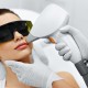 Face Care. Facial Laser Hair Removal. Beautician Giving Laser Epilation Treatment To Young Woman's Face At Beauty Clinic. Body Care. Hairless Smooth And Soft Skin. Health And Beauty Concept.